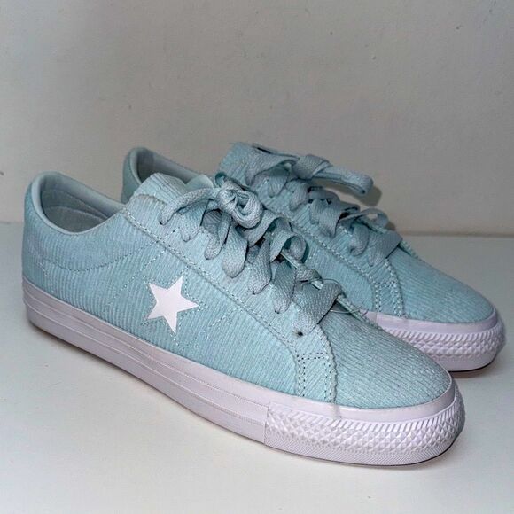 🔥Converse Light Blue Corduroy Sneakers Converse CTAS Pro Mid Shoes Sz 10 New - Picture 2 of 11